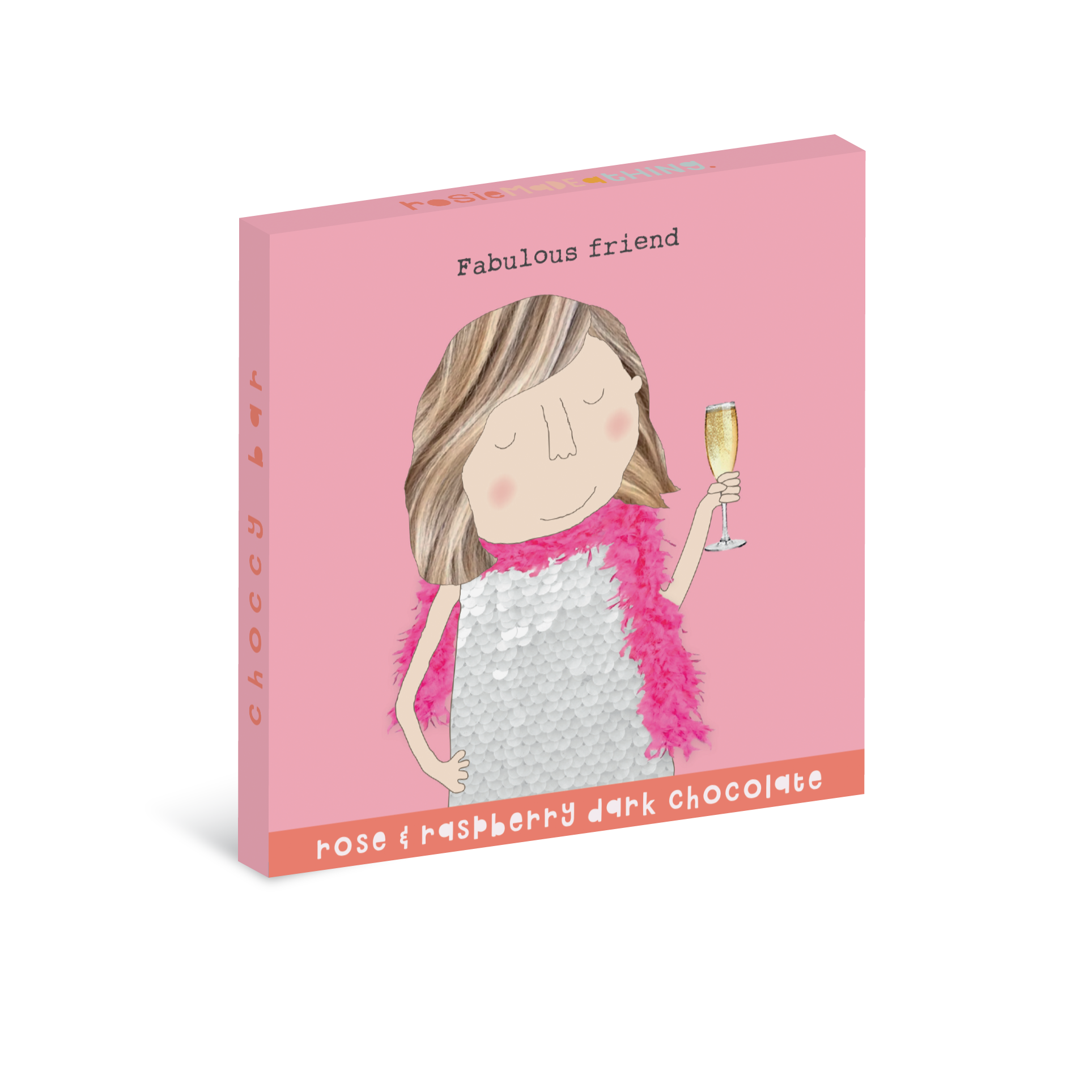 Rosie Made a Thing 'Fabulous Friend' Rose & Raspberry Dark Chocolate Bar 70g