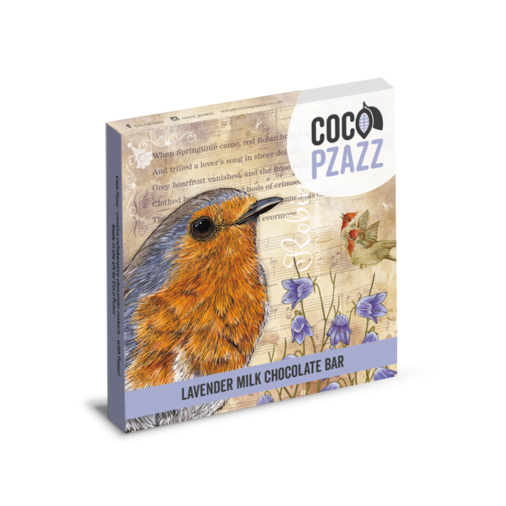 Victoria's Attic 'Robin' Lavender Milk Chocolate Bar 80g